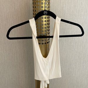 Crisscross back white crop tank